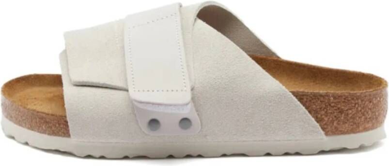 Birkenstock Kyoto Nubuck-Suede Leder Slippers White Heren