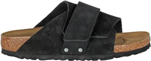 Birkenstock Kyoto Zwarte Suède Sandaal met Velcro Black Dames