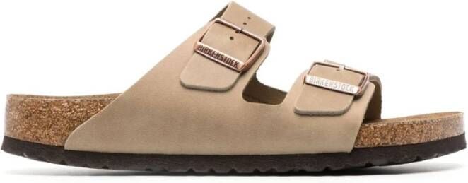 Birkenstock Leren Arizona Sandalen Open Teen Beige Heren