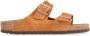 Birkenstock Leren Buckle Slides Brown Heren - Thumbnail 1