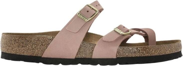 Birkenstock Leren Flip Flops in Old Rose Roze Dames