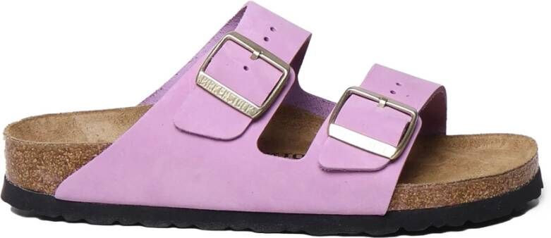 Birkenstock Leren Gesp Sandalen Crocus Kleur Purple Dames