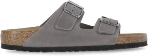 Birkenstock Leren Sandalen met Voetsluiting Gray Heren