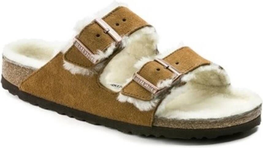 Birkenstock Luxe Shearling Suède Slippers voor Vrouwen Brown Dames