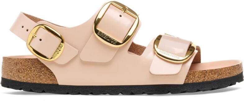 Birkenstock Milano Grote Gesp Natuurlijk Leder Patent Beige Dames