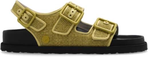 Birkenstock Milano Raffia Sandalen Green Dames