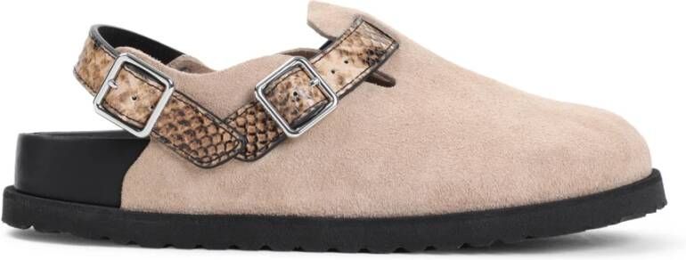 Birkenstock Natuurlijke Slangenstijl Sandalen Beige Dames