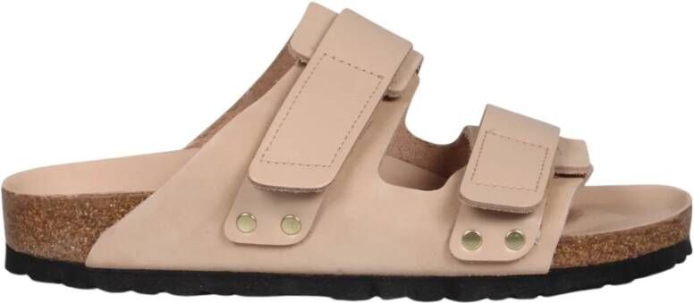 Birkenstock Nubuck Leren Sandalen met Verstelbare Banden Beige Dames