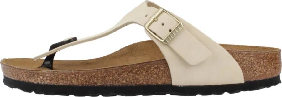 Birkenstock Nubuck Leren Slippers Beige Dames