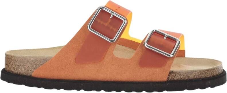 Birkenstock Oranje Sandalen met Suède Rand Kurk Zool Orange Heren