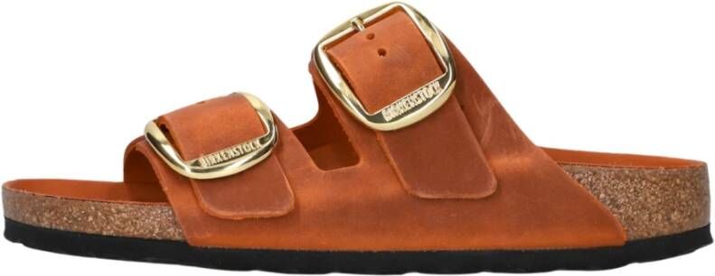 Birkenstock Oranje Rode Leren Bigbuckle Slippers Orange Dames