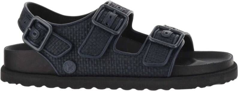 Birkenstock Raffia Sandalen met Leren Rand Blue Dames