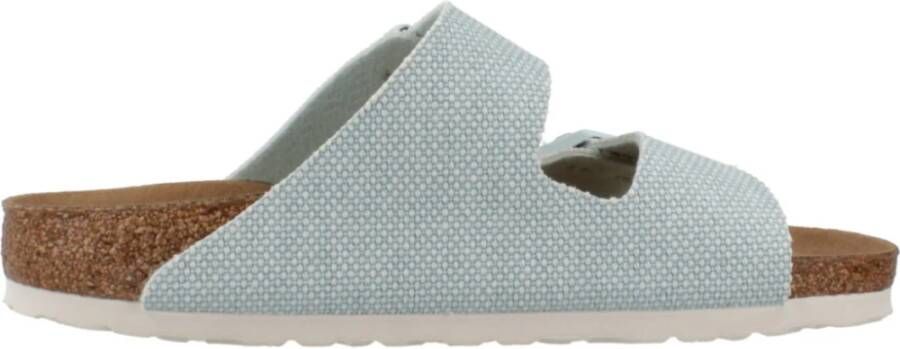 Birkenstock Rivet Logo Textiel Sliders Blue Dames