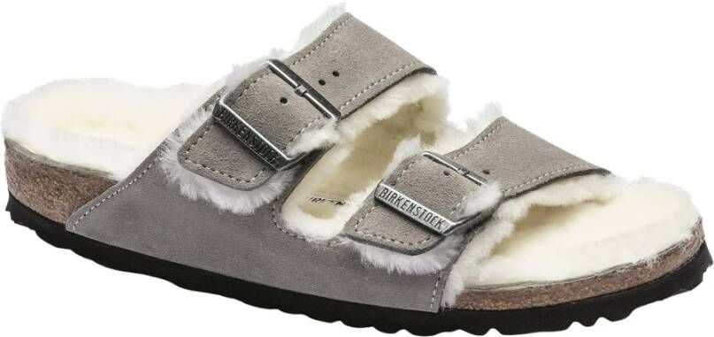 Birkenstock Sandalen Arizona Vl Stone Coin Lammfell Grijs Heren