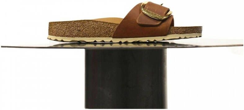 Birkenstock Madrid Cognac Slippers Met Grote Gesp Streetwear Vrouwen