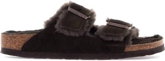 Birkenstock Shearling Arizona Slides Green Heren