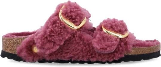 Birkenstock Shearling Big Buckle Sandalen in Berry Crush Pink Dames