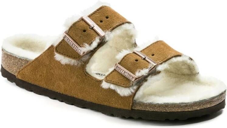 Birkenstock Shearling Mink Arizona Sandalen Brown Dames