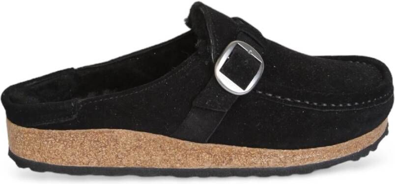 Birkenstock Shearling Sandalen in Zwart Black Dames