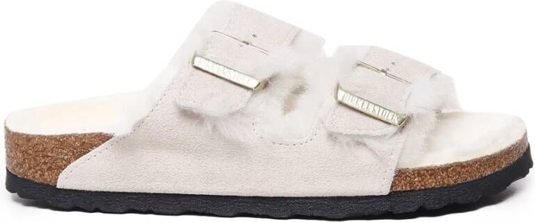 Birkenstock Shearling Sandalen met Riem White Dames