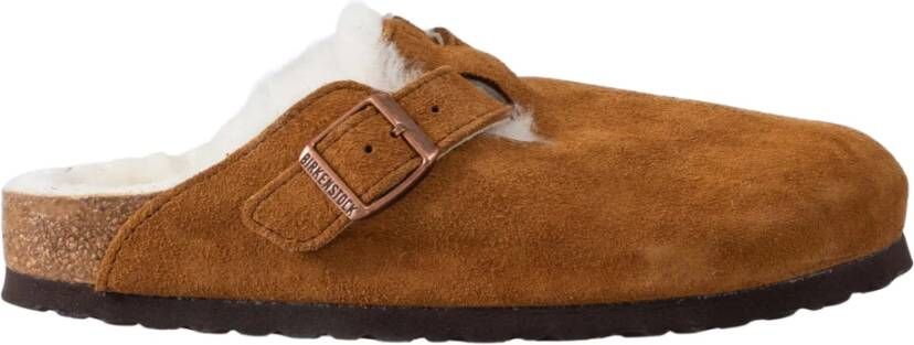 Birkenstock Shearling Suede Klomp Brown Dames