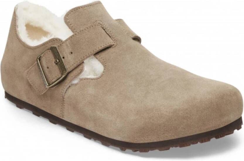 Birkenstock Shearling Suède Leren Schoen Beige Heren