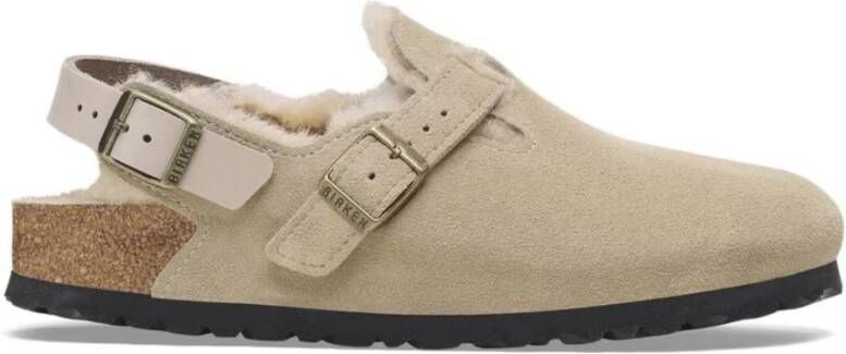 Birkenstock Shearling Taupe Klompen Beige Dames