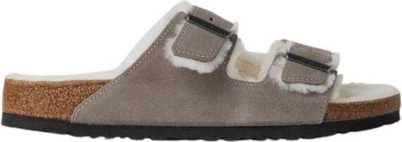 Birkenstock Shearling Twee Band Sandalen Gray Heren