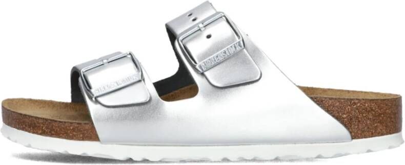 Birkenstock Silver Shine Slippers Stijlvol Comfort Gray Dames