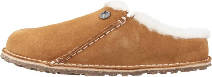 Birkenstock Premium Shearling Slippers met Kurk en Latex Voetbed Brown Dames