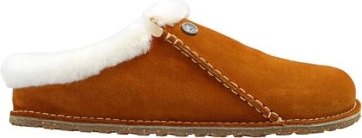 Birkenstock Premium Shearling Slippers met Kurk en Latex Voetbed Brown Dames