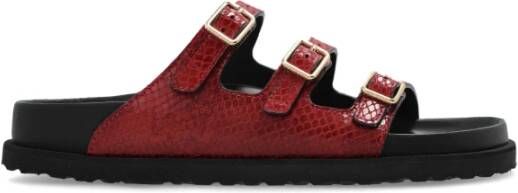 Birkenstock Slippers Florida Gevoerd Red Dames