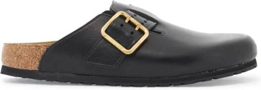 Birkenstock Stoere Leren Klomp met Opvallende Gesp Black Heren