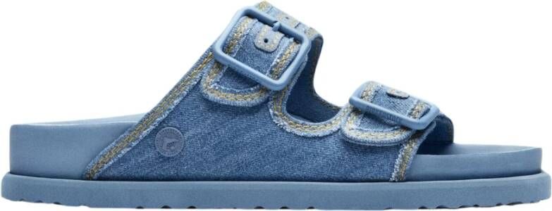 Birkenstock Stone Washed Denim Sandalen Blue Dames