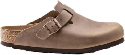 Birkenstock Suede Leren Boston Muiltjes met Verstelbare Gesp Grijs Heren