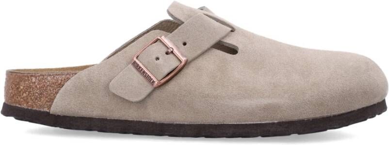 Birkenstock Suede Sandalen met Metalen Gesp Beige Heren