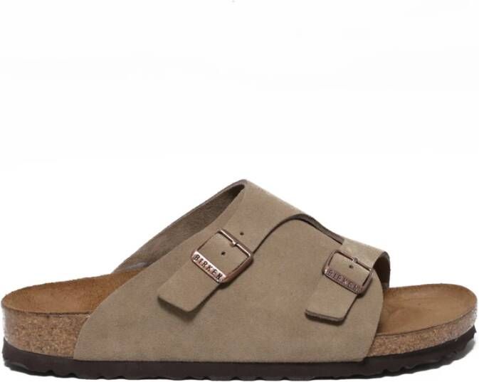 Birkenstock Taupe Suede Dubbele Band Sandaal Zurich Beige Dames