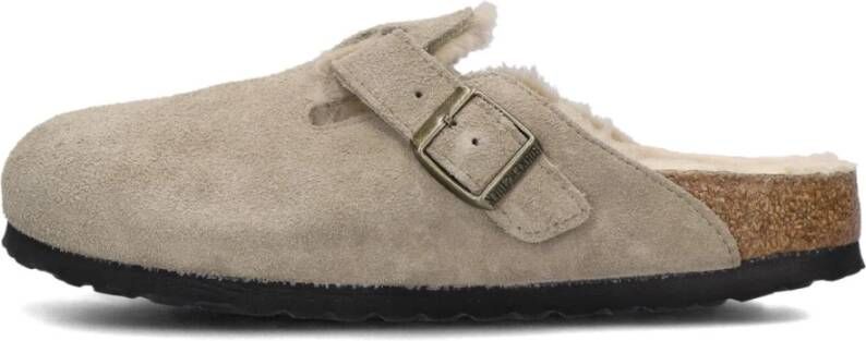 Birkenstock Taupe Suède Klassieke Klompen Beige Dames