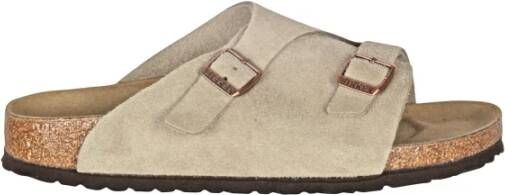 Birkenstock Taupe Suède Sandaal met Metalen Gespen Beige Dames