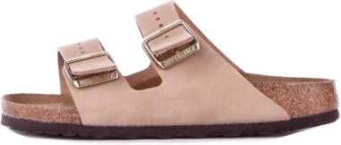 Birkenstock Verstelbare Logo Sandalen Rubberen Zool Beige Dames