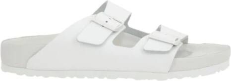 Birkenstock Witte Leren Platte Sandalen White Heren