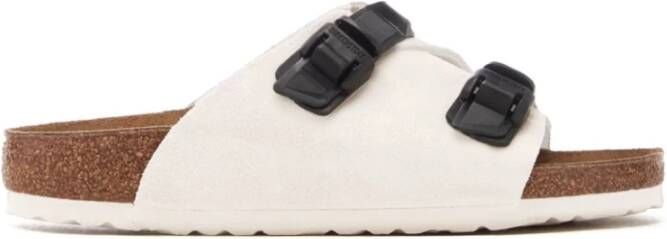 Birkenstock Witte Suède Platte Sandalen White Heren