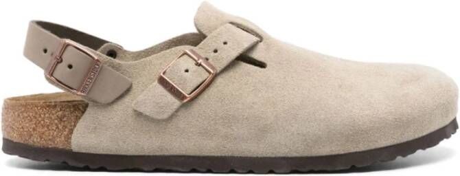 Birkenstock Zacht Suède Leren Klomp Beige Heren