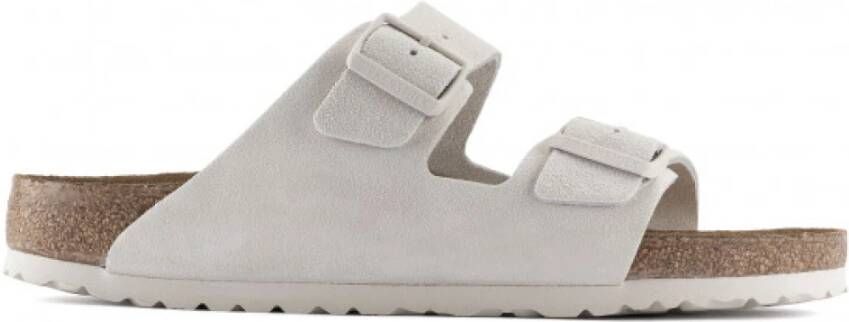 Birkenstock Zachte Voetbed Suède Leren Sandalen White Dames