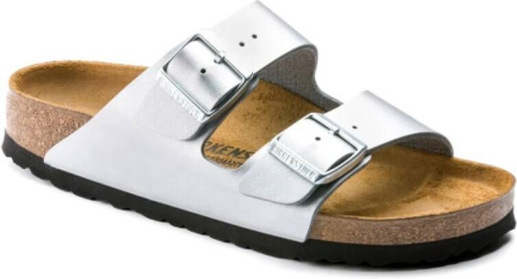 Birkenstock Arizona Slippers Metallic Silver Narrow fit | Zilver | Leer - Foto 4