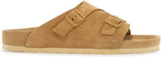 Birkenstock Zürich Smalle Pasvorm Suède Leren Slippers Beige Heren