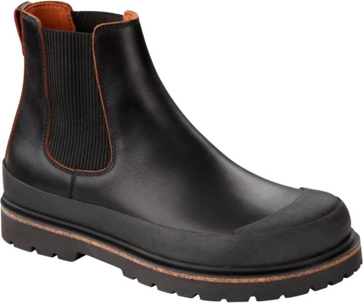 Birkenstock Zwarte Leren Laarzen met Diepblauw Voetbed Black Heren