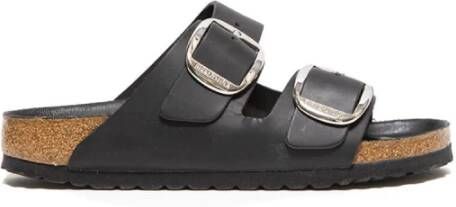 Birkenstock Zwarte Leren Sandalen Black Dames