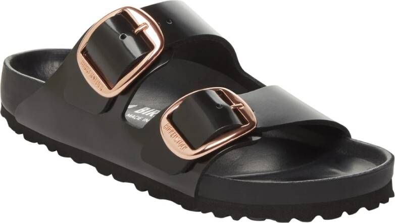 Birkenstock Zwarte leren sandalen Black Dames