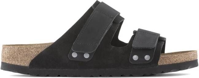 Birkenstock Zwarte Suède en Nubuck Sandaal UJI Black Heren